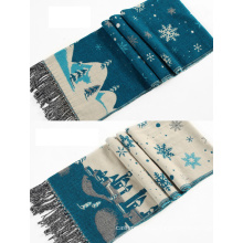 Frauen Acryl Reversible Cashmere wie Schnee Druck Winter warme dicke gestrickte gewebt Schal Schal (SP262)